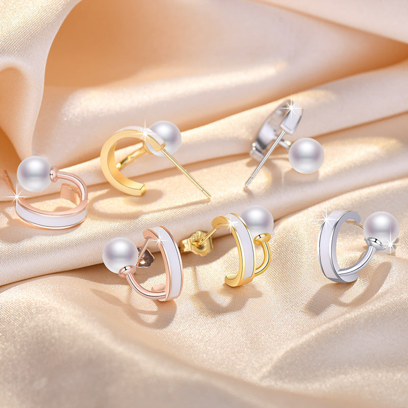 Damen Ohrstecker mit elegantem Perlendesign und modernem Rahmen Shop Nory