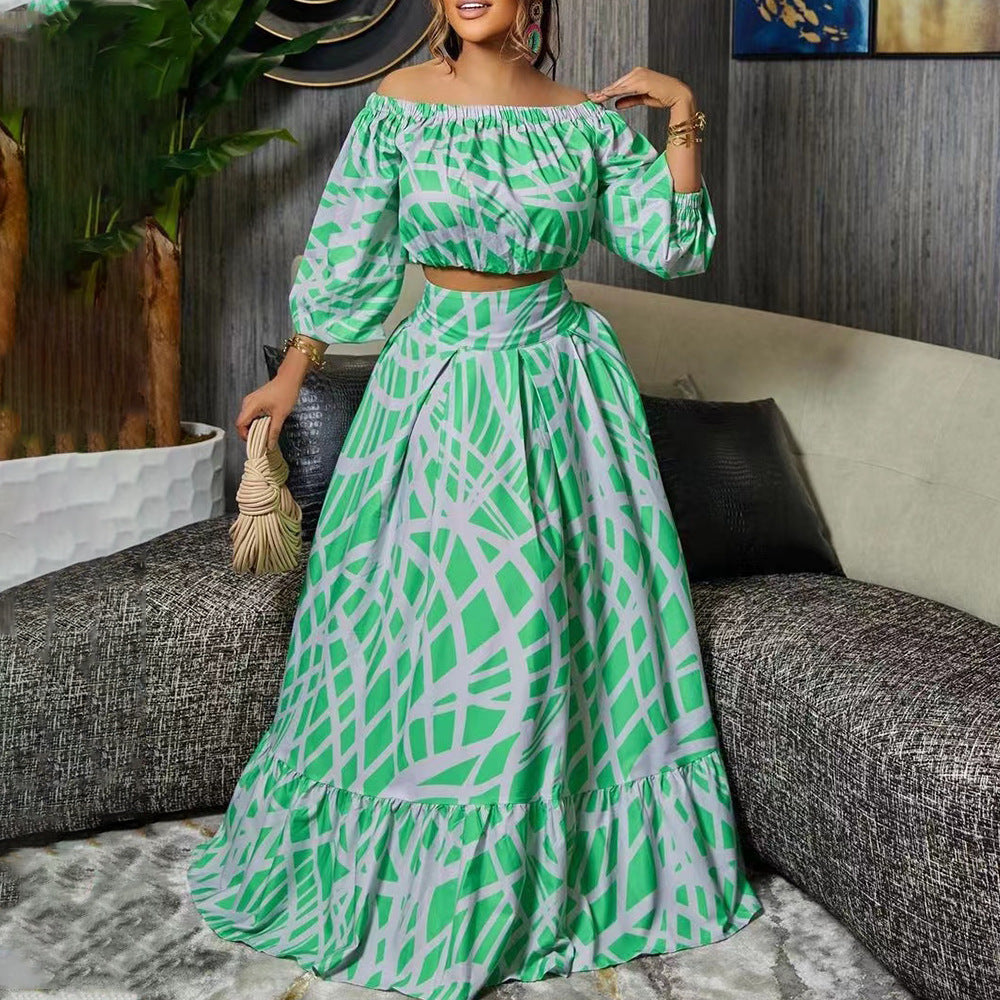 Damen Maxikleid mit überschnittenen Ärmeln und weitem Rock