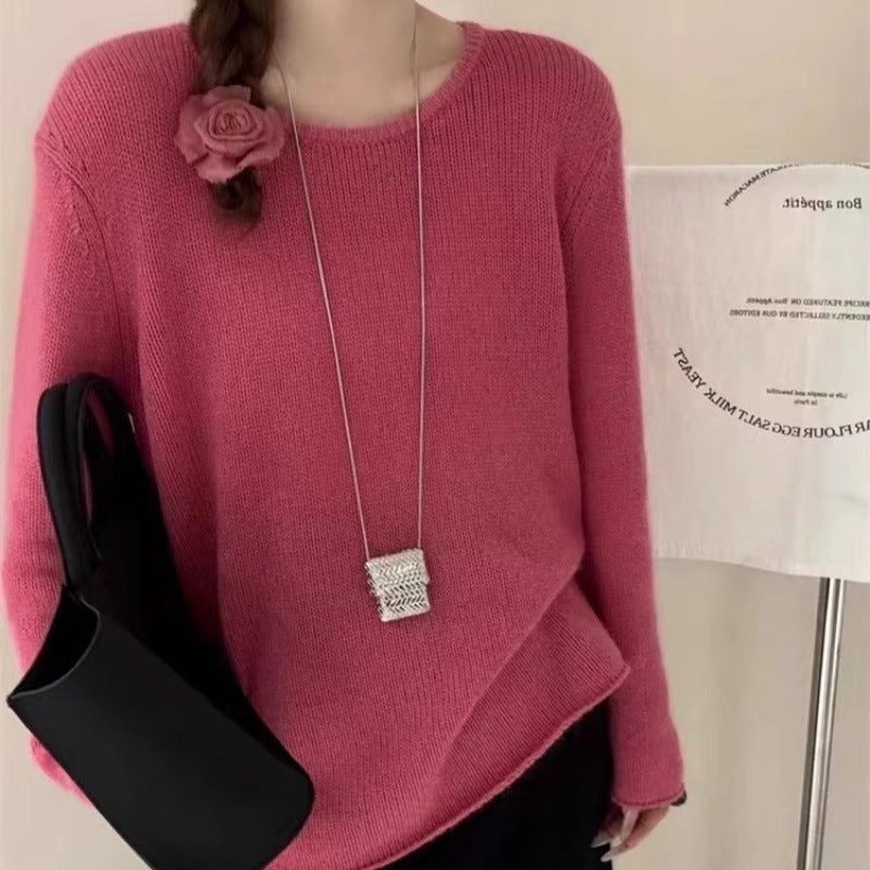 Damen Leichter Oversize-Feinstrickpullover mit Rundhals, dezentem Sheer-Effekt und gerundetem Saum Shop Nory