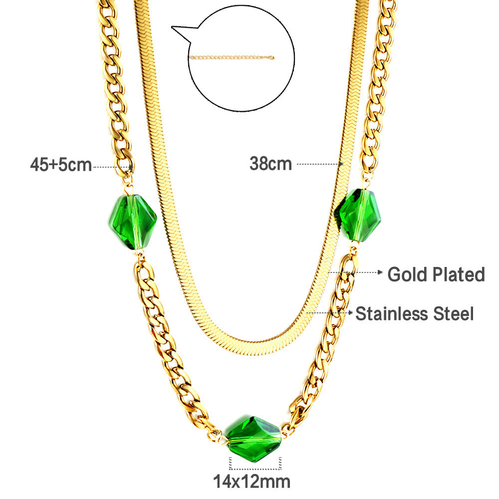 Damen multifunktionale Halskette mit bunten Kristallelementen und goldplattierter Oberfläche Shop Nory