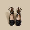 Damen elegante Ballerina-Pumps mit verstellbarem Fesselriemen und Schnürung