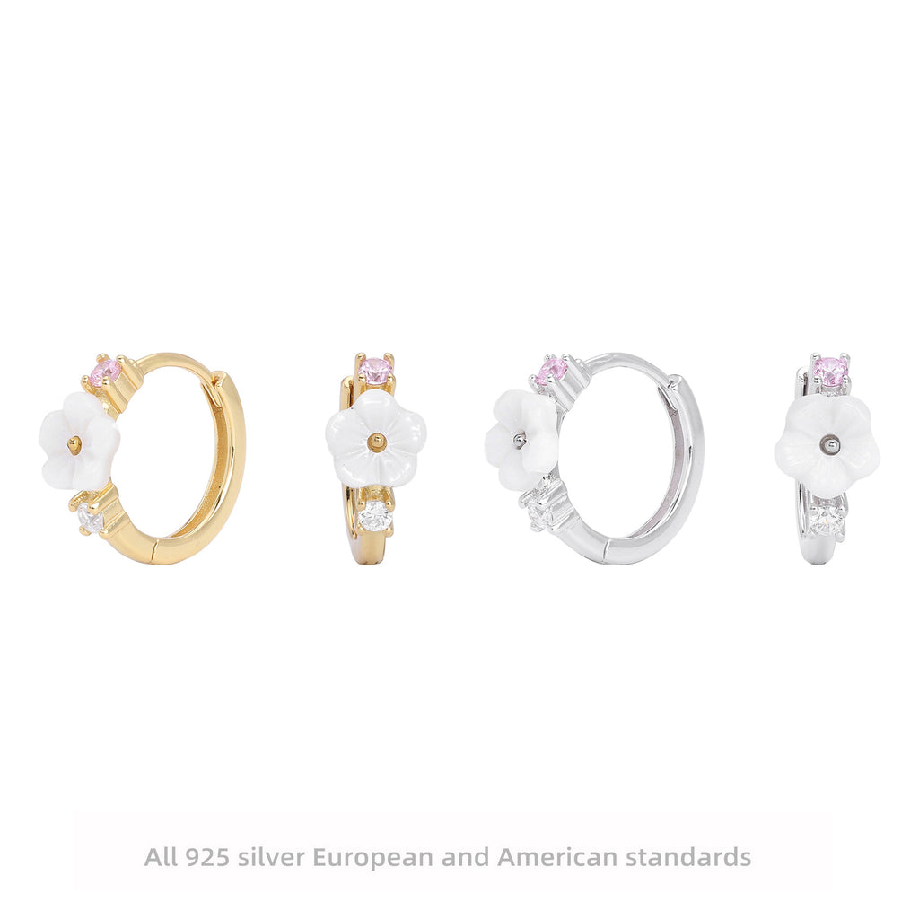 Damen Ohrhänger mit blütenförmigem Design und funkelnden Zirkon-Akzenten Shop Nory