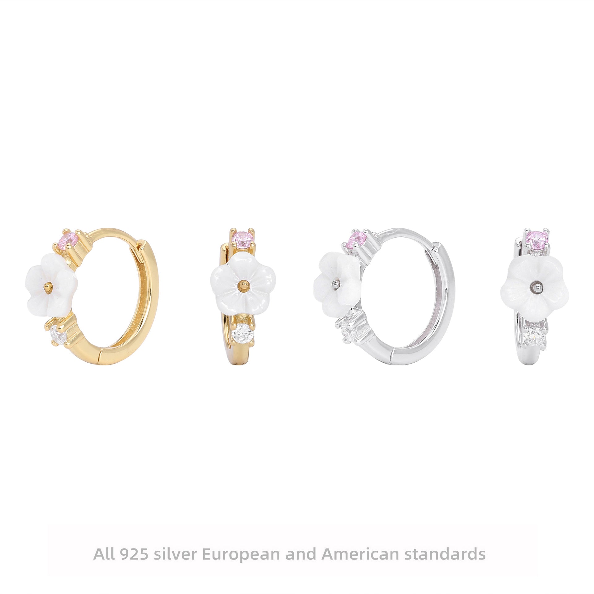 Damen Ohrhänger mit blütenförmigem Design und funkelnden Zirkon-Akzenten Shop Nory