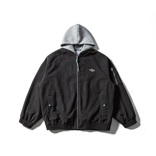 Unisex Oversize Canvas Kapuzenblouson mit Utilityärmeltasche und elastischem Bund Shop Nory