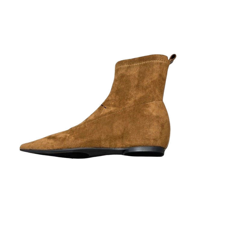 Damen spitz zulaufende Sock‑Stiefeletten aus Velourslederoptik mit engem Schaft Shop Nory
