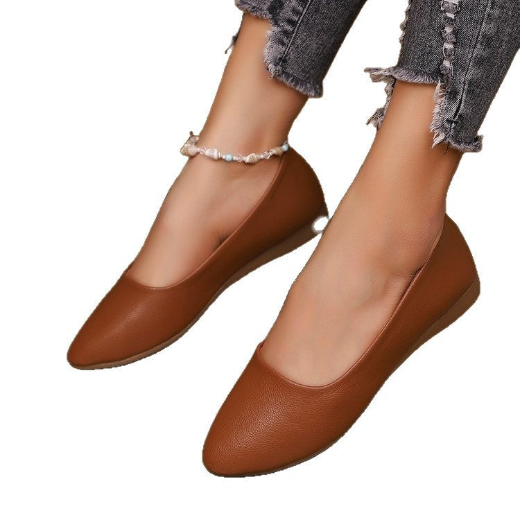 Damen Ballerinas aus weichem Leder mit elegantem Schalen-Ausschnitt