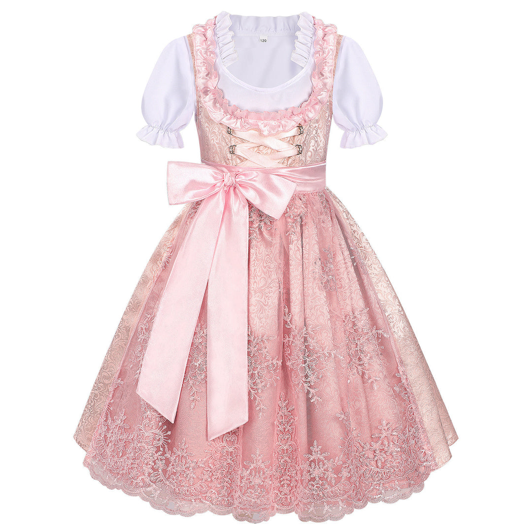 Damen nan traditionelles Kinderdirndl mit bestickter Schürze und Rüschenbluse Shop Nory