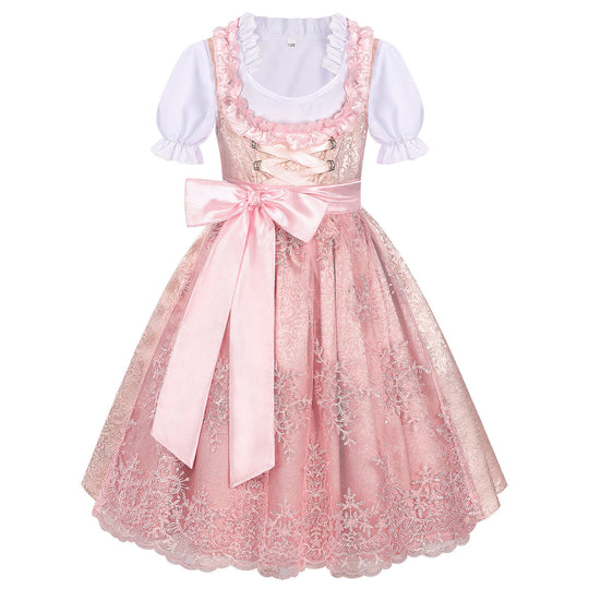 Damen nan traditionelles Kinderdirndl mit bestickter Schürze und Rüschenbluse Shop Nory