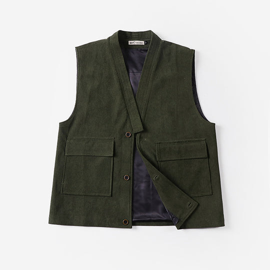 Herren Cordweste mit V-Ausschnitt, aufgesetzten Klappentaschen und Satinfutter Shop Nory