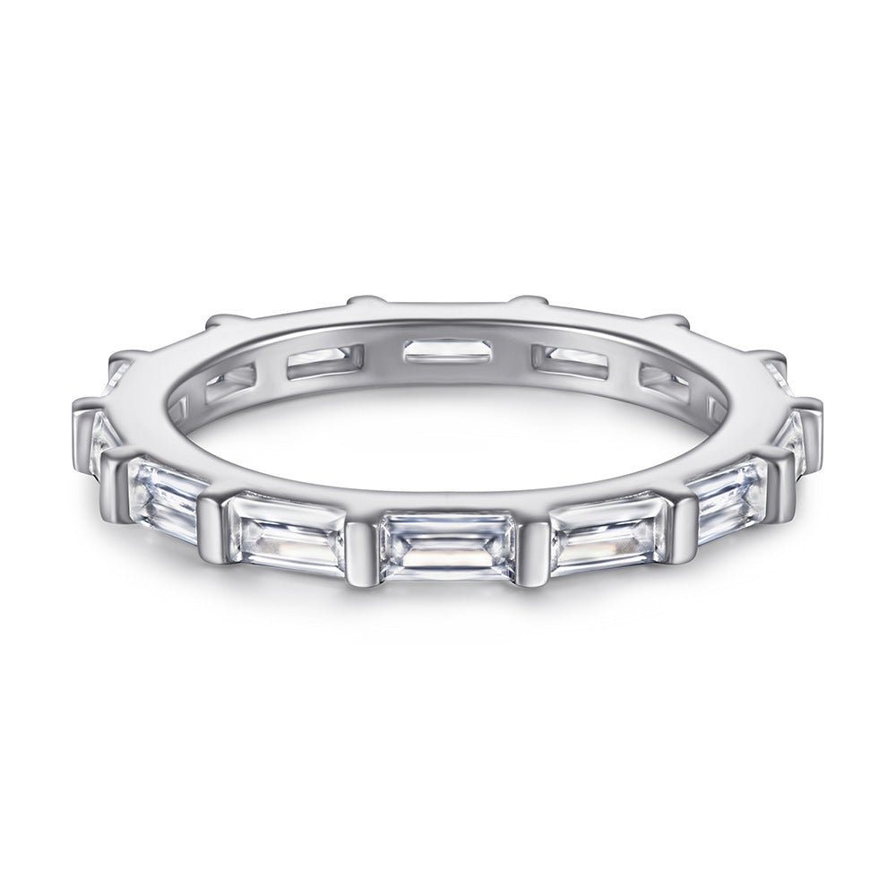 Damen Eternity Ring mit hochwertigem, eckigem Zirkonia-Besatz Shop Nory