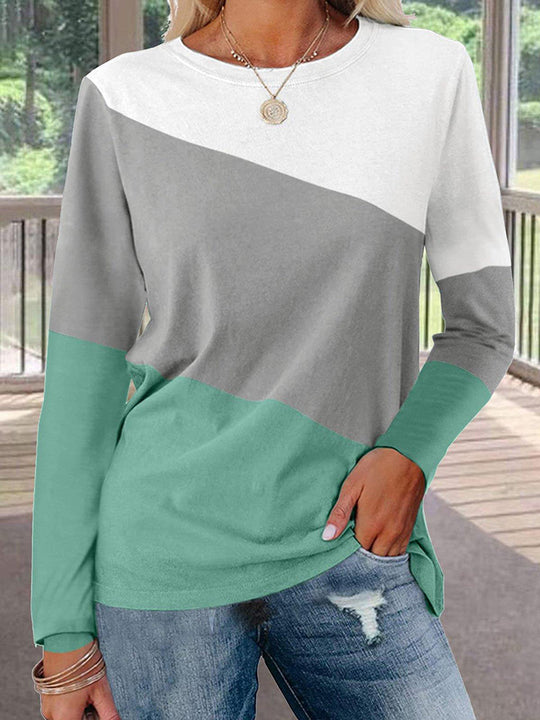 Damen Langärmeliges Oversize-Sweatshirt mit abstraktem Aquarell-Mosaikprint Shop Nory