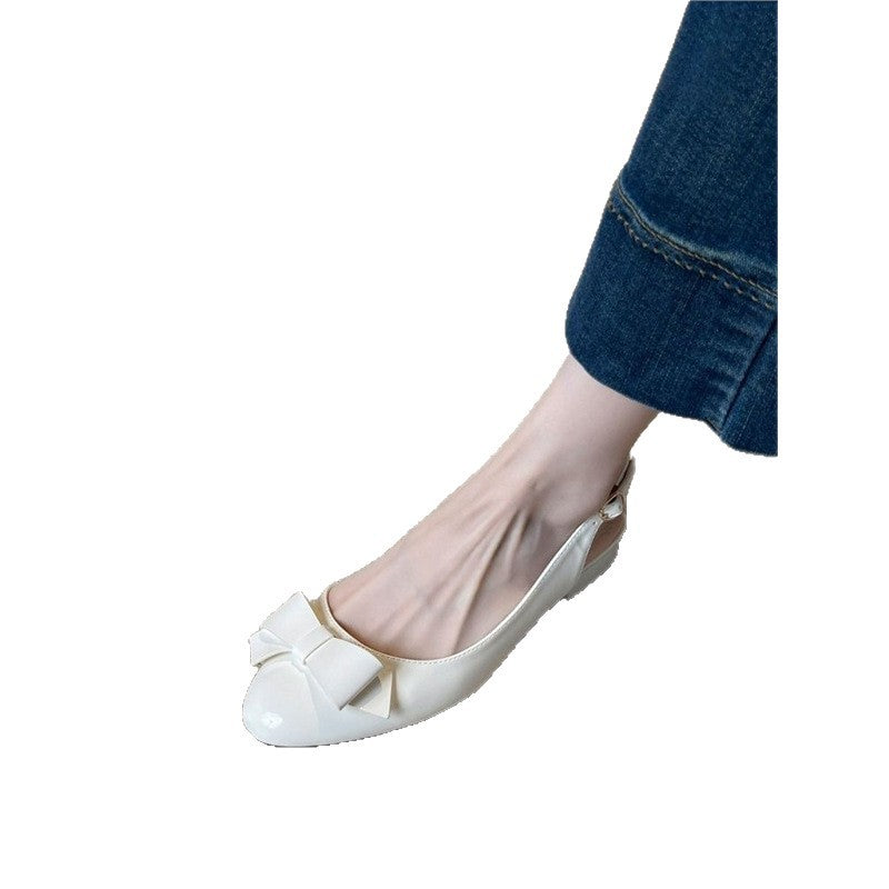 Damen Runde-Zehen Slingback-Ballerinas mit Lackfinish und Schleifen-Detail Shop Nory