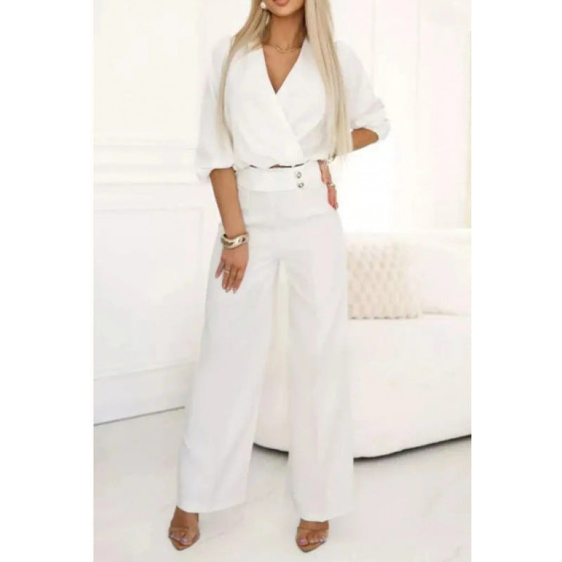 Damen elegantes Jumpsuit mit weiten Beinen