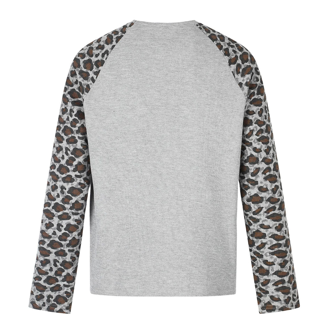 Damen Lässiges Langarmshirt mit Raglanärmeln, Leoparden-Ärmeln und Statement-Print Shop Nory