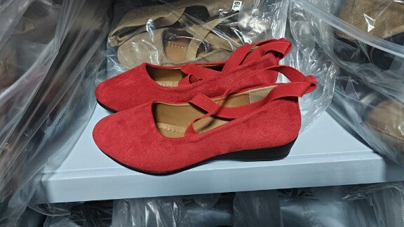 Damen Keil-Ballerinas mit gekreuzten Elastikriemen und weichem Memory-Fußbett Shop Nory