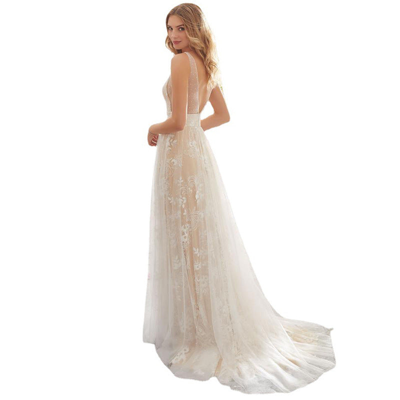 Damen Elegantes Tüll Abendkleid mit floralem Design und transparenter Oberfläche