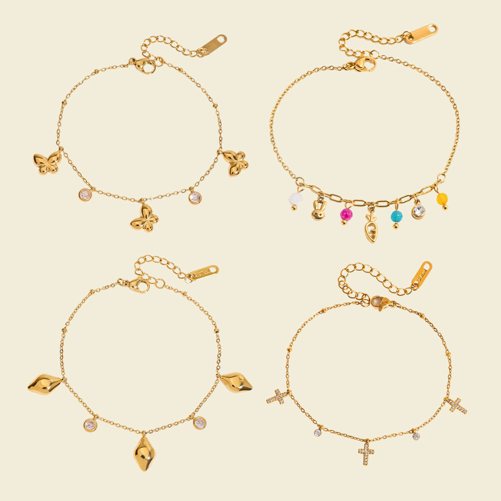 Damen Armband mit stylischen Tropfenanhängern und hypoallergener Edelstahlverarbeitung Shop Nory