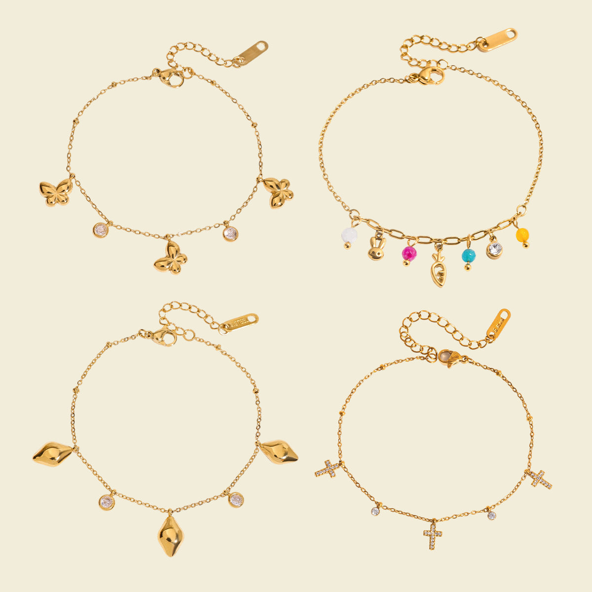 Damen Armband mit stylischen Tropfenanhängern und hypoallergener Edelstahlverarbeitung Shop Nory