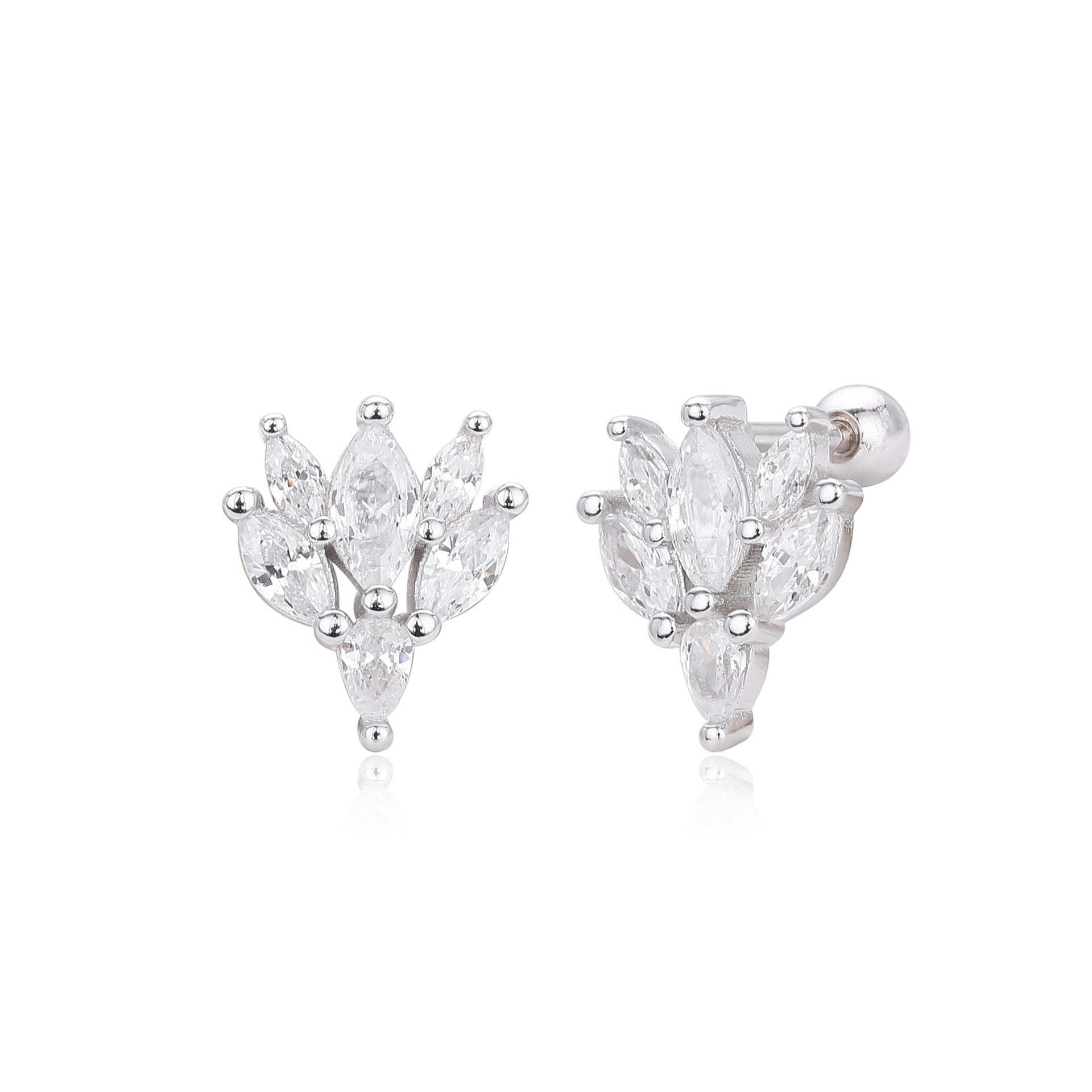 Damen Ohrstecker mit luxuriösem Zirkon-Anordnung aus 925 Sterling Silber Shop Nory