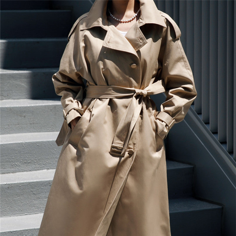Damen Oversize-Trenchcoat mit weitem Rückensaum, Bindegürtel und Storm-Detail Shop Nory