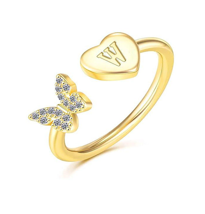 Damen Ring mit Schmetterlingsdesign und Herzmotiv Shop Nory