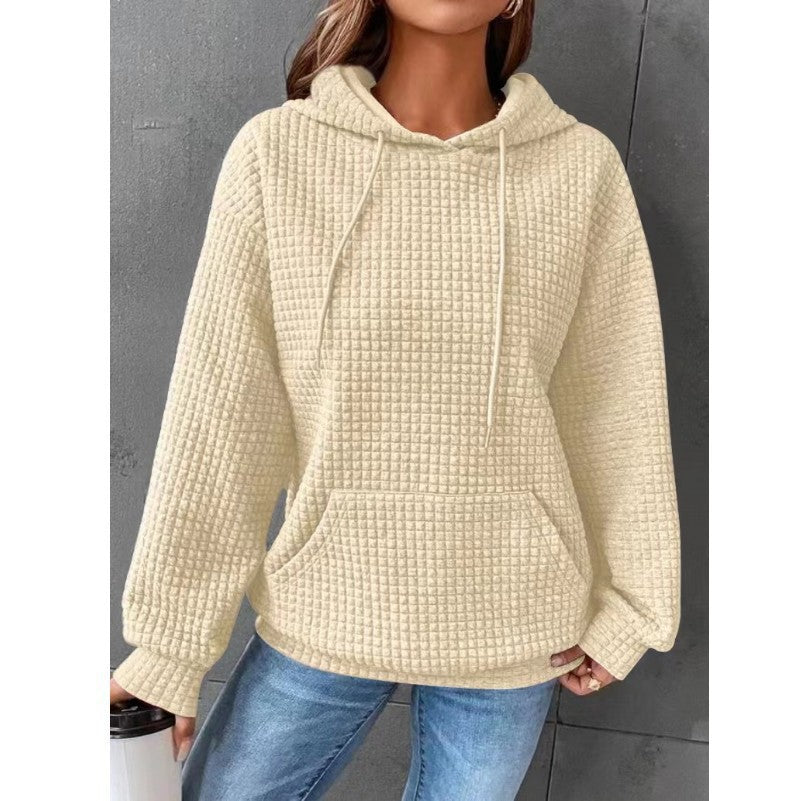 Damen lässiger Hoodie mit strukturierter Oberfläche und praktischer Kängurutasche