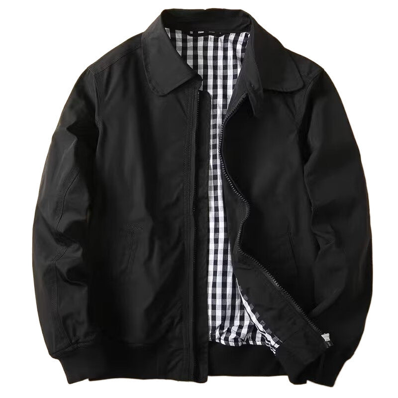 Herren Schlanke Harrington-Jacke im Bomberstil mit Hemdkragen und geripptem Saum Shop Nory