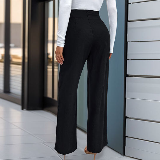 Damen Hochtaillierte Palazzo-Hose mit weitem Bein und dekorativem Schmuckgürtel Shop Nory
