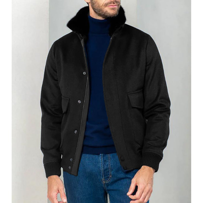 Herren modische Bomberjacke mit warmem Kragen