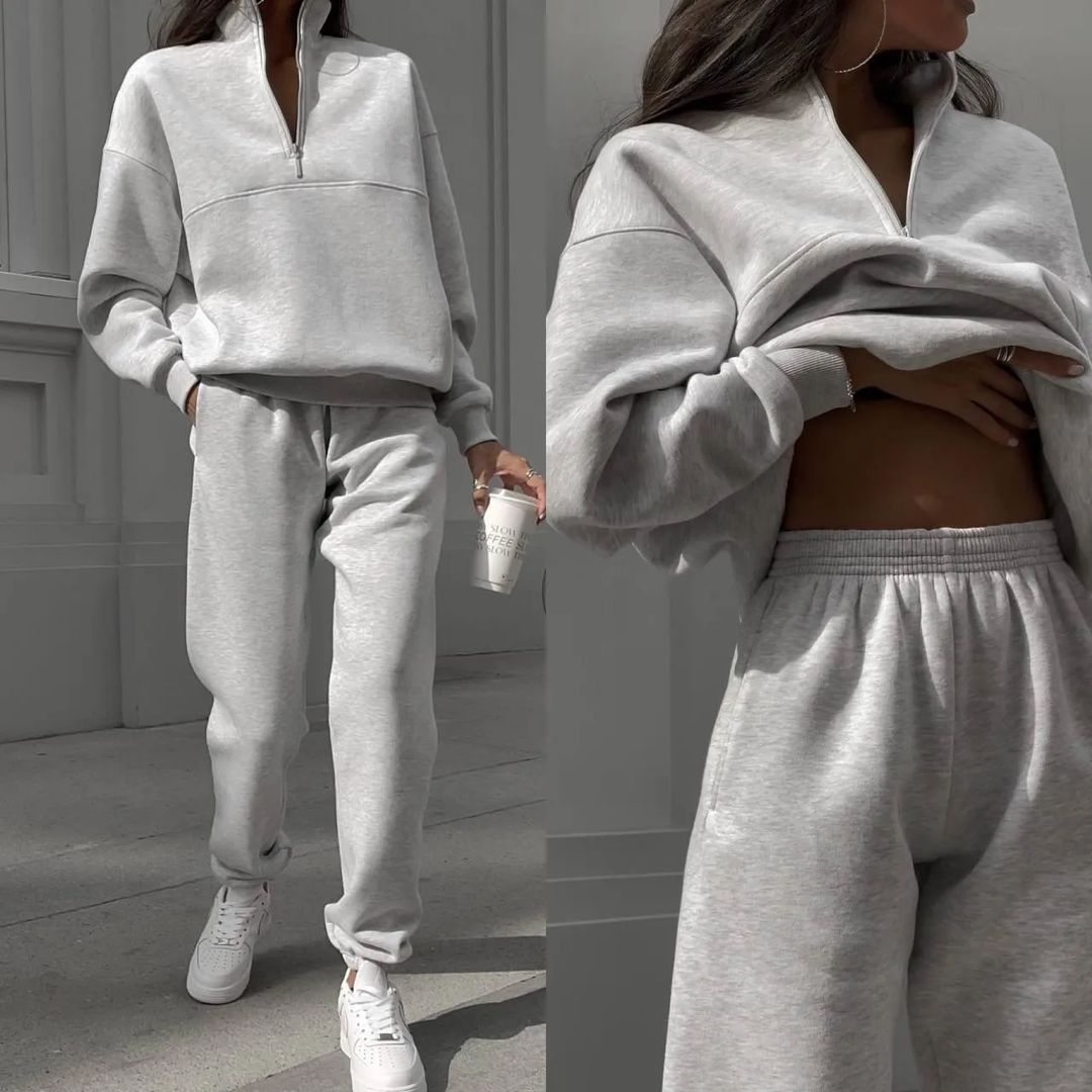 Jogginganzug Damen sportlich mit Zip-Hoodie und Jogginghose