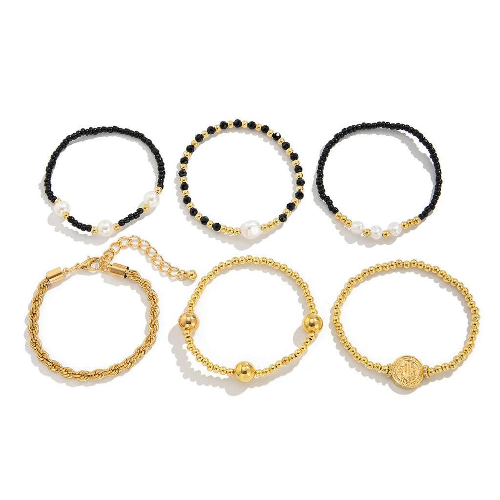 Damen Armbandset mit bunten Perlen und lebensbejahenden Charms Shop Nory