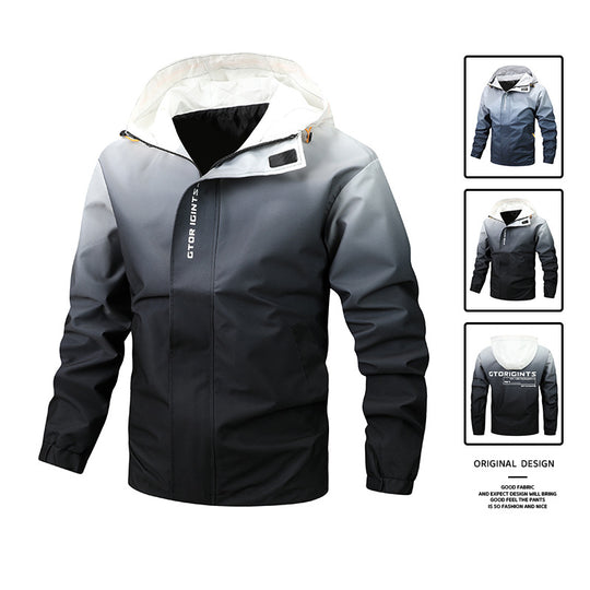 Herren Wasserabweisende Kapuzenjacke mit Farbverlauf, winddicht und atmungsaktiv Shop Nory