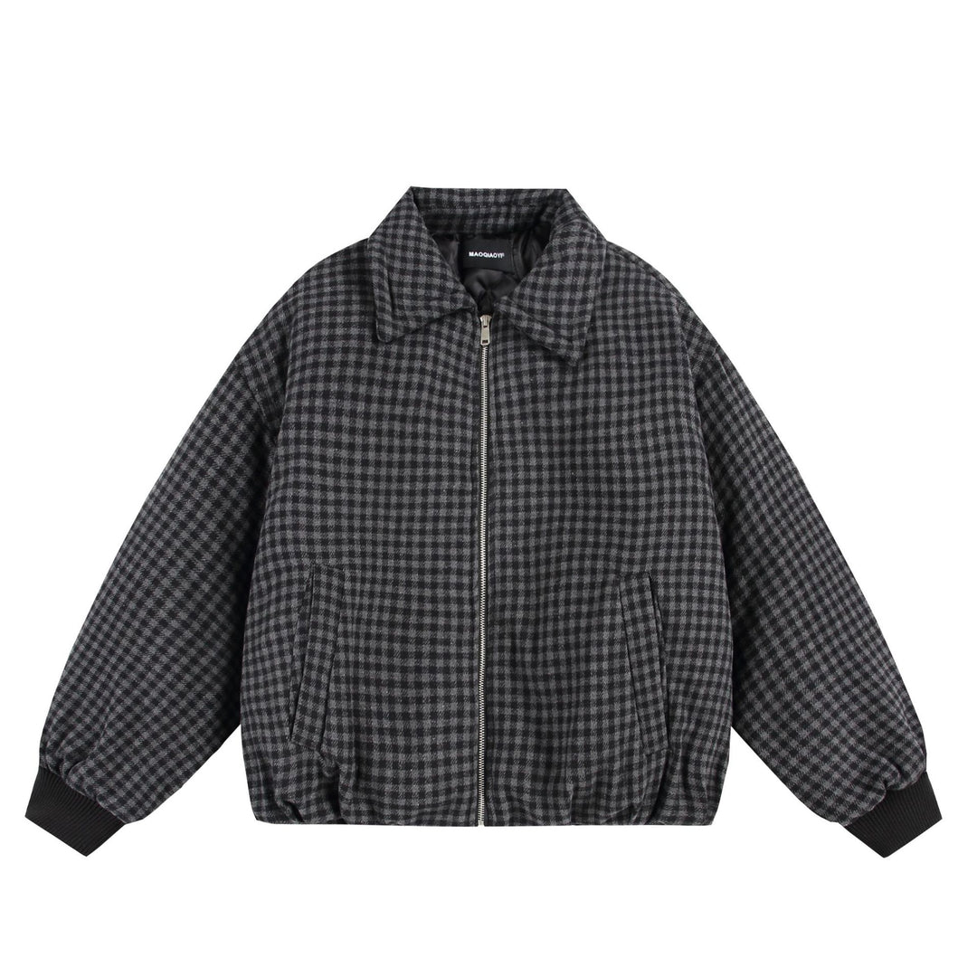 Unisex Boxy-Karos-Steppblouson mit Reißverschluss und elastischem Saum Shop Nory