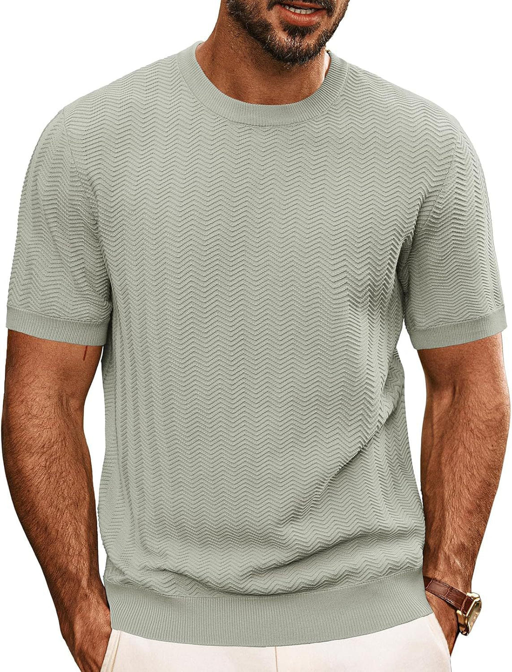 Herren strukturiertes Rundhals T-Shirt ShopNory