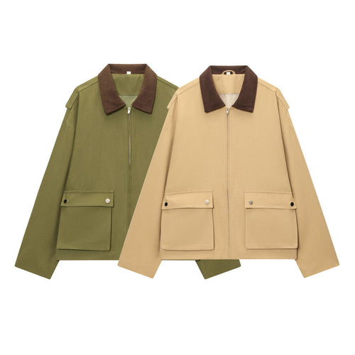 Damen Utility-Fieldjacke mit Cordkragen, Reißverschluss und aufgesetzten Klappentaschen Shop Nory