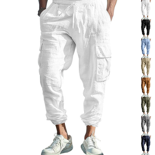 Herren luftige Cargo-Hose mit elastischem Bund und seitlichen Taschen