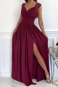 ShopNory | Damen Abendkleid mit elegantem V-Ausschnitt und Rüschendetails