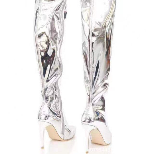 Damen Overknee Stiefel mit glänzender Oberfläche und elegantem Stiletto-Heel