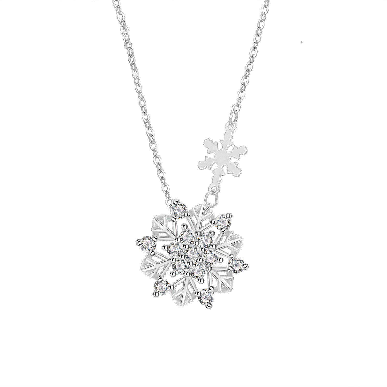 Damen elegante Halskette mit filigranem Schneeflocken-Anhänger und funkelnden Zirkonia Shop Nory