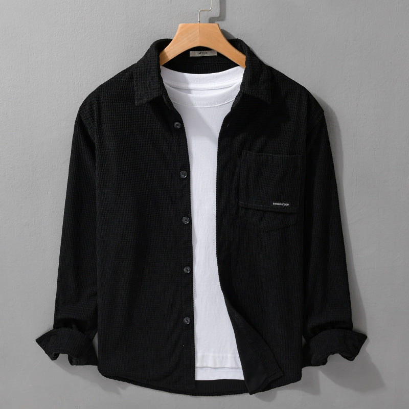Herren Texturiertes Hemd-Overshirt mit Brusttasche, Knopfleiste und Waffelstruktur Shop Nory