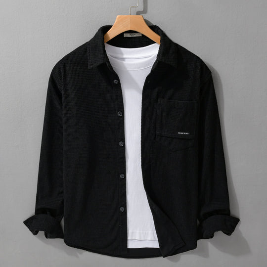 Herren Texturiertes Hemd-Overshirt mit Brusttasche, Knopfleiste und Waffelstruktur Shop Nory