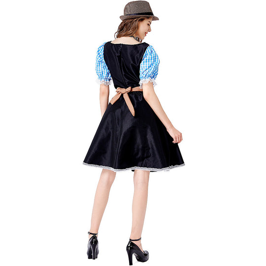Damen nan folklorisches Oktoberfest-Kostüm im Dirndlstil mit Carmenbluse geschnürtem Mieder und bestickter Schürze Shop Nory
