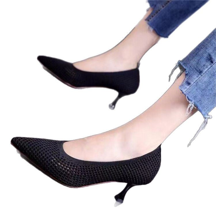 Damen elegante Spitzen-Pumps mit perforiertem Obermaterial