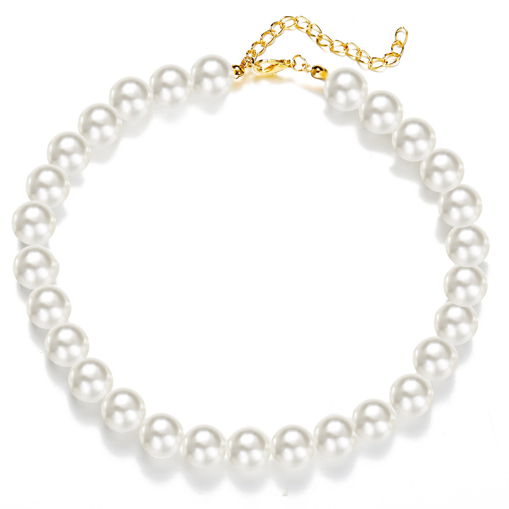Damen elegante Perlenhalskette mit goldfarbener Verschlusskette Shop Nory