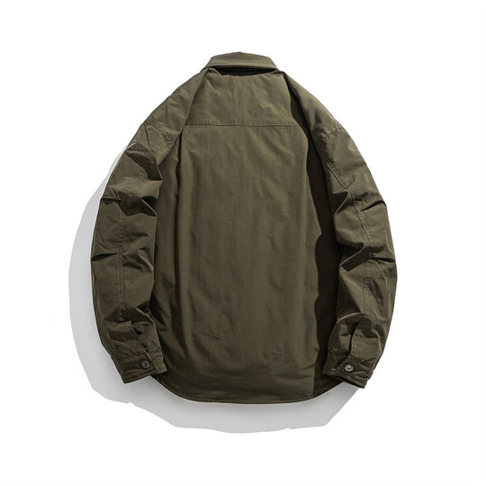 Herren Leicht wattierte Overshirt-Jacke mit Hemdkragen und Druckknopfblende Shop Nory