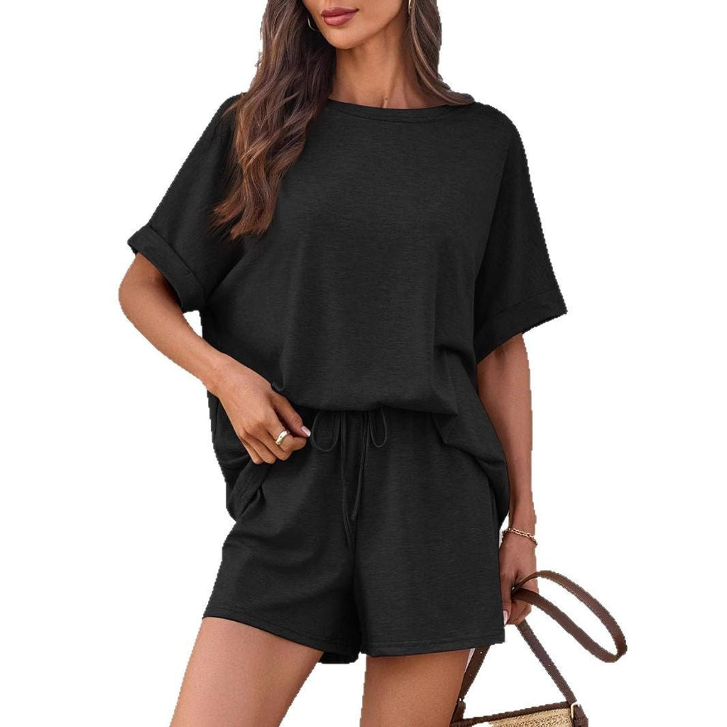 Damen lässiges Freizeit-Set mit oversize T-Shirt und Shorts