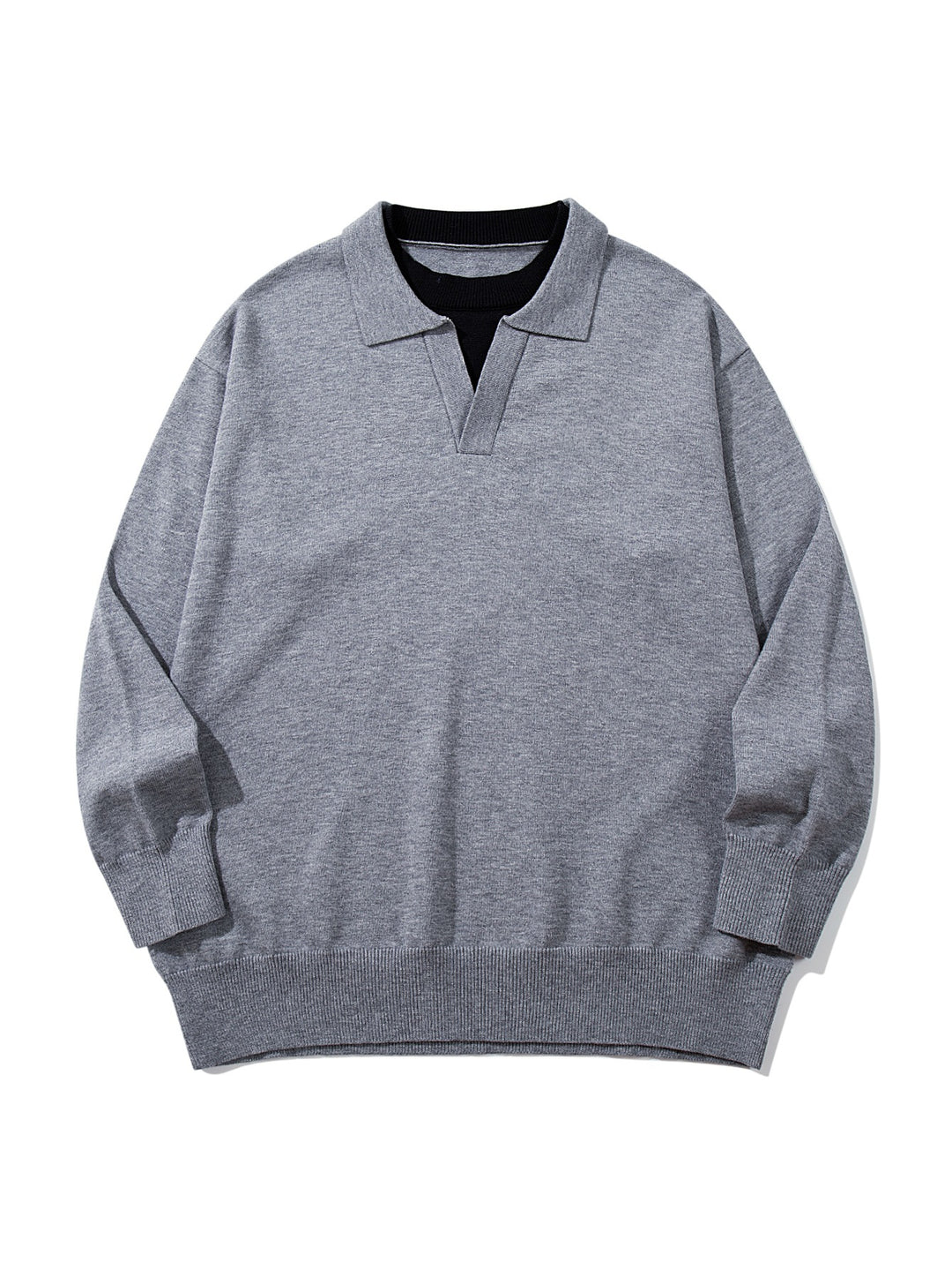 Unisex Feinstrick-Polo mit V‑Ausschnitt‑Cutout und integriertem Rollkragen-Layer Shop Nory