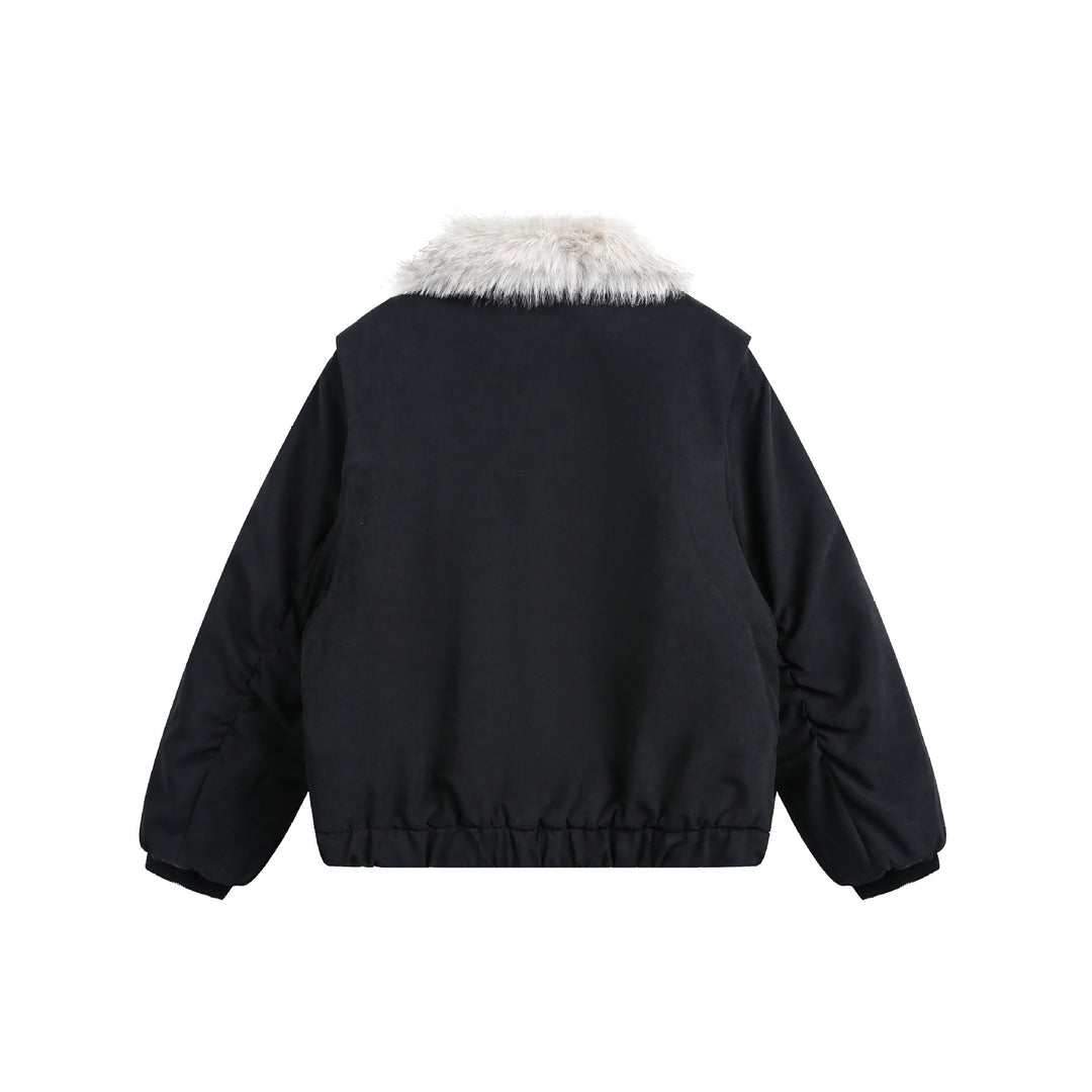 Damen Kurzblouson im Boxy-Cut mit breitem Kunstfellkragen Shop Nory
