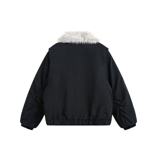 Damen Kurzblouson im Boxy-Cut mit breitem Kunstfellkragen Shop Nory