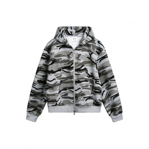 Unisex Kapuzenjacke mit Camouflage-Muster, durchgehendem Reißverschluss und Kängurutaschen Shop Nory